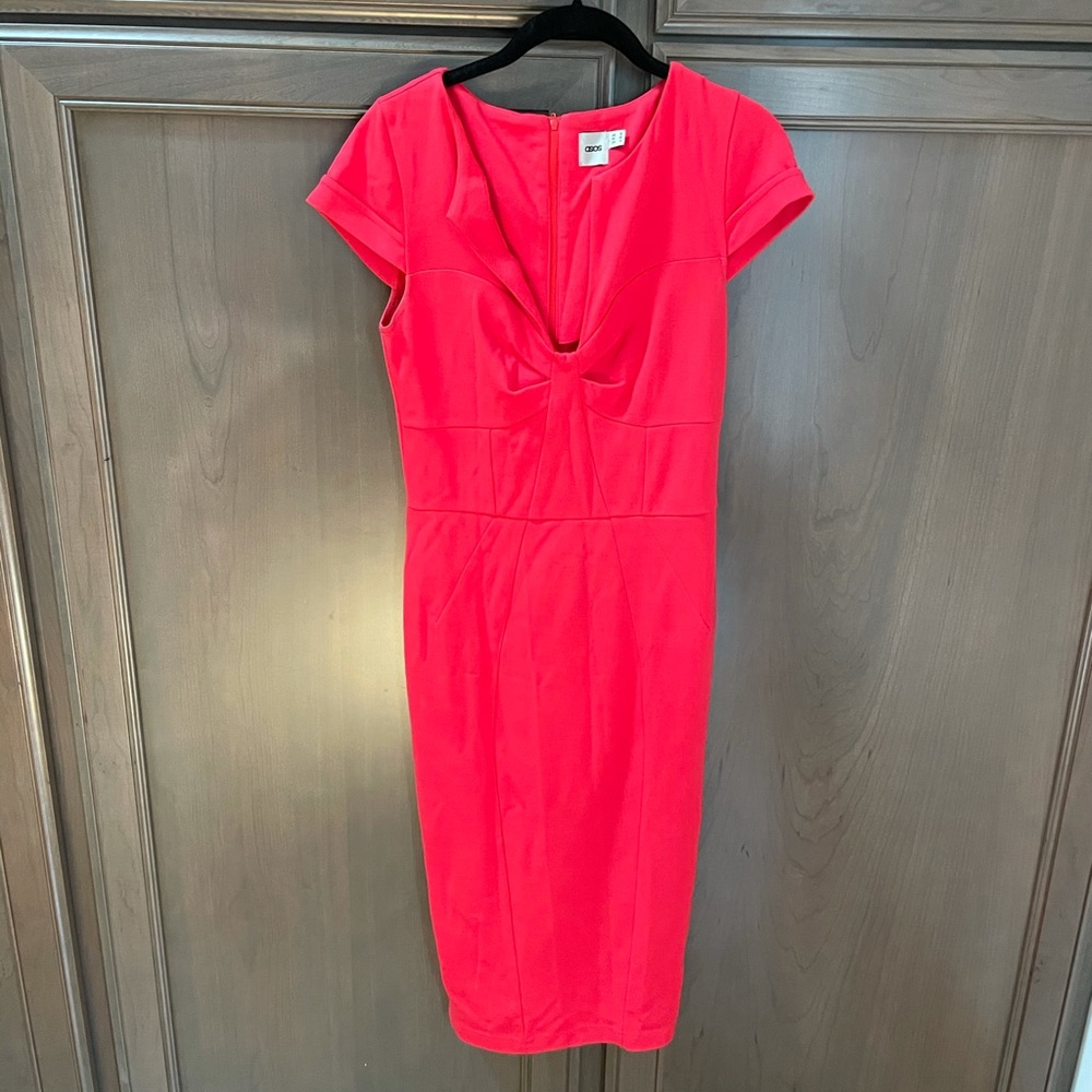 ASOS structured midi Bodycon bright red size US 6